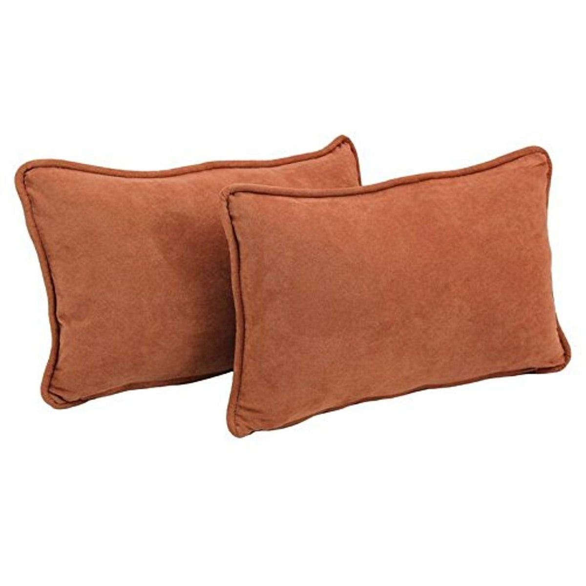 Blazing Needles Corded Solid Microsuede Rectangular Throw Pillows with Inserts (Set of 2), 20&quot; by 12&quot;, Spice