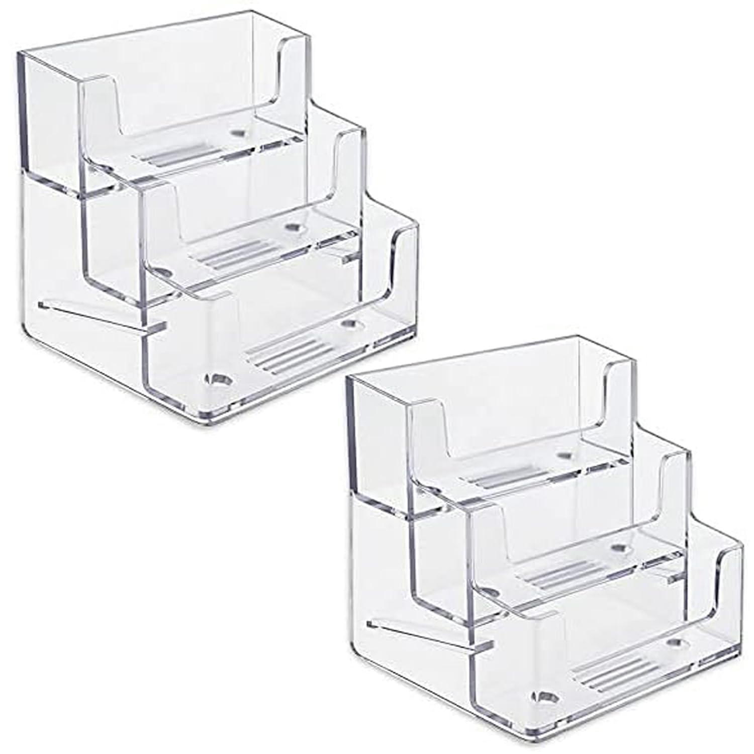 Meikobuly 3 Pockets Acrylic Business Card Holder Stand Clear Desktop Countertop Office Business Organizer Acrylic Index Card Fil