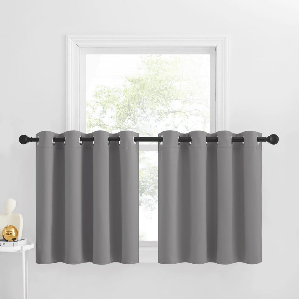 Nicetown Kitchen Window Curtains Over Sink, 30 Inch Long For Small Window Curtains Short Drapes For Bedroom, Half Window Tiers For Bathroom Nursery, W52 X L30 In Per Panel, Silver Grey, 2 Pcs