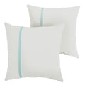 Sorra Home Indoor Outdoor Sunbrella Square Pillows, Set Of 2, 20X20, Canvas Natural Ivory & Aruba Light Blue