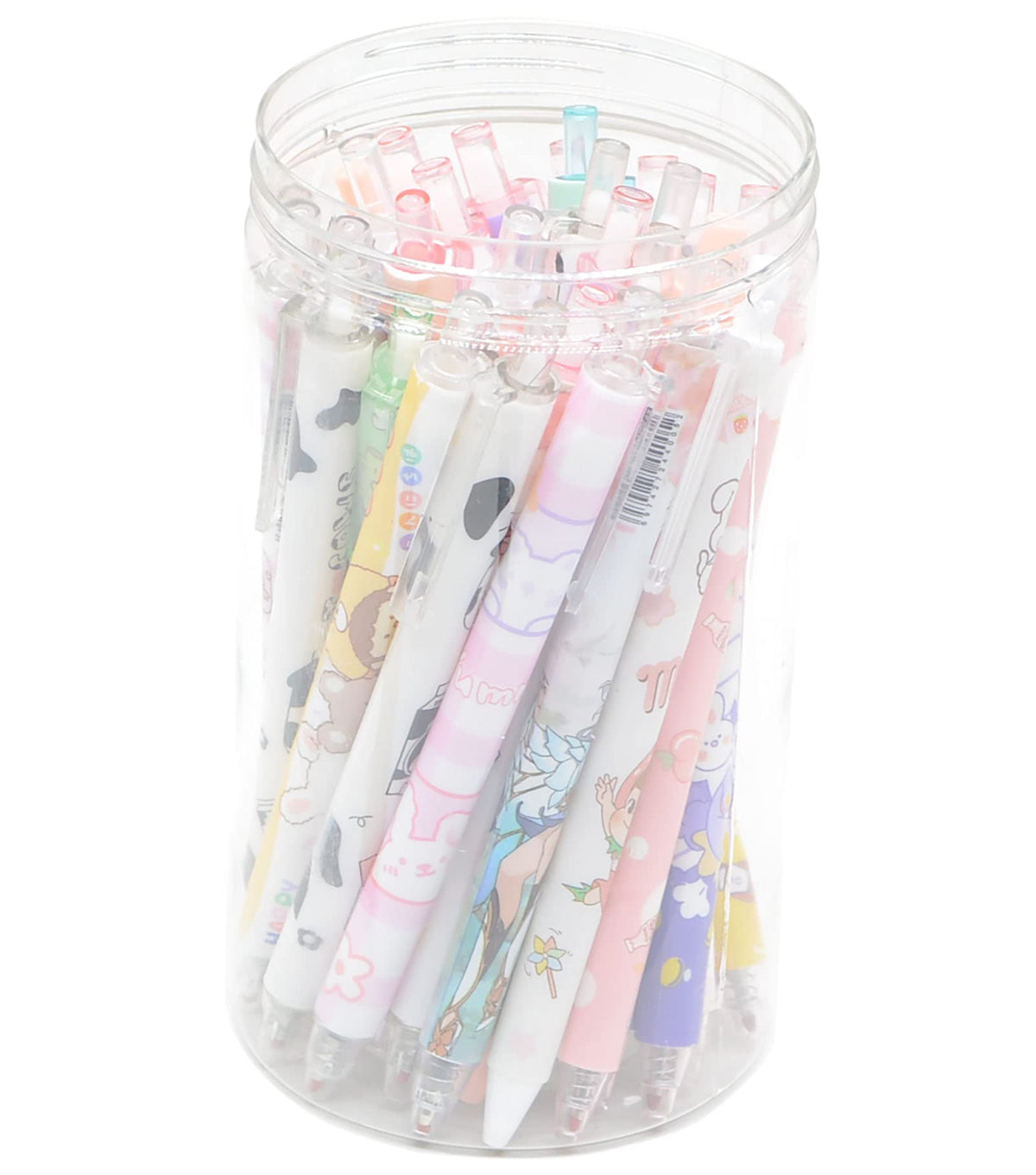 Yikangheng 30 Pcs Fine Point Cute Pens With A Pen Holder, 0.5Mm 30 Different Random Styles Black Ink Kawaii Gel Pens For Office,