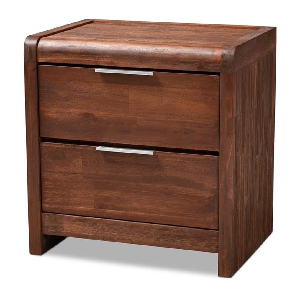 Baxton Studio Torres Brown Oak Finished 2-Drawer Wood Nightstand