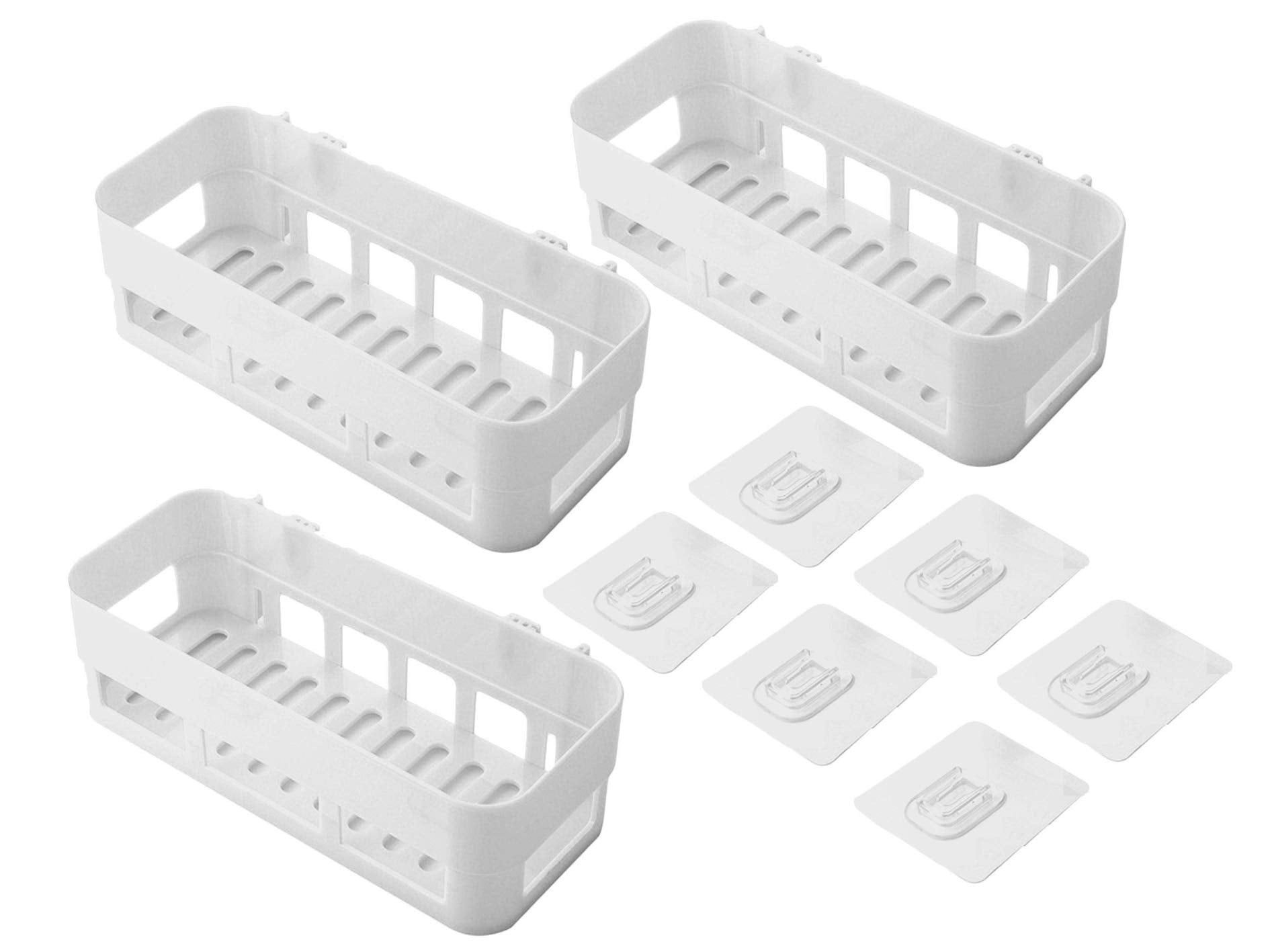 Loxbee 3 Pcs Ab Plastic Suction Bathroom Shelf Over Toilet No Drilling Adhesive Bathroom Storage Rack Organizer Rustproof Wall M