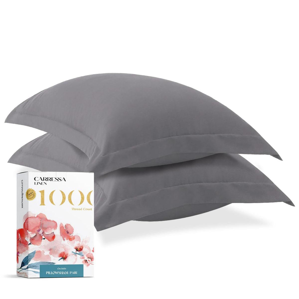 Carressa Linen Egyptian Cotton Pillow Shams With Envelope Closure Dark Grey 1000 Thread Count Cotton Pack Of 2 Euro 20 In X 30 I
