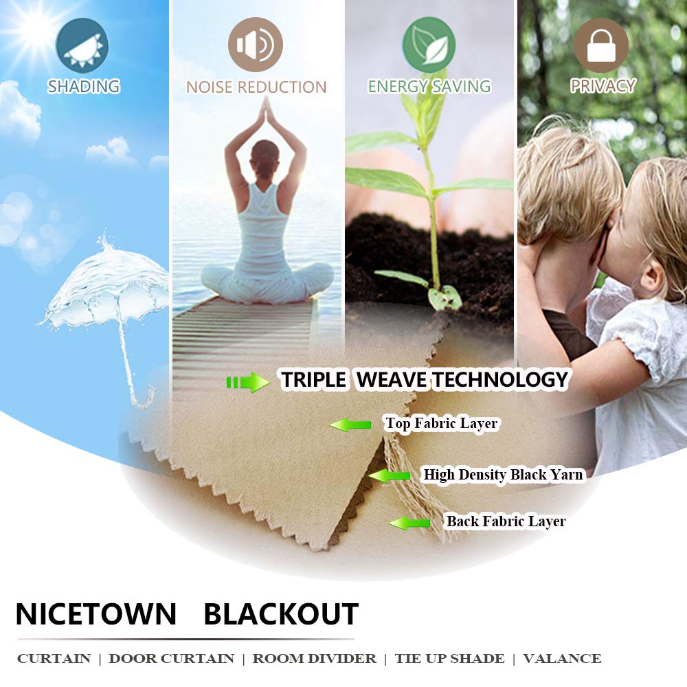 Nicetown Room Darkening Blind Shade For Kids Bedroom Triple Weave Home Decoration Light Blocking Solid Ring Top Curtain/Drape For Small Window (Biscotti Beige, Single Panel, 42 X 63 Inch)