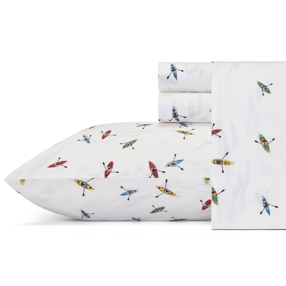Eddie Bauer - King Sheets, Cotton Percale Bedding Set, Crisp & Cool Home Decor (Kayaks, King)
