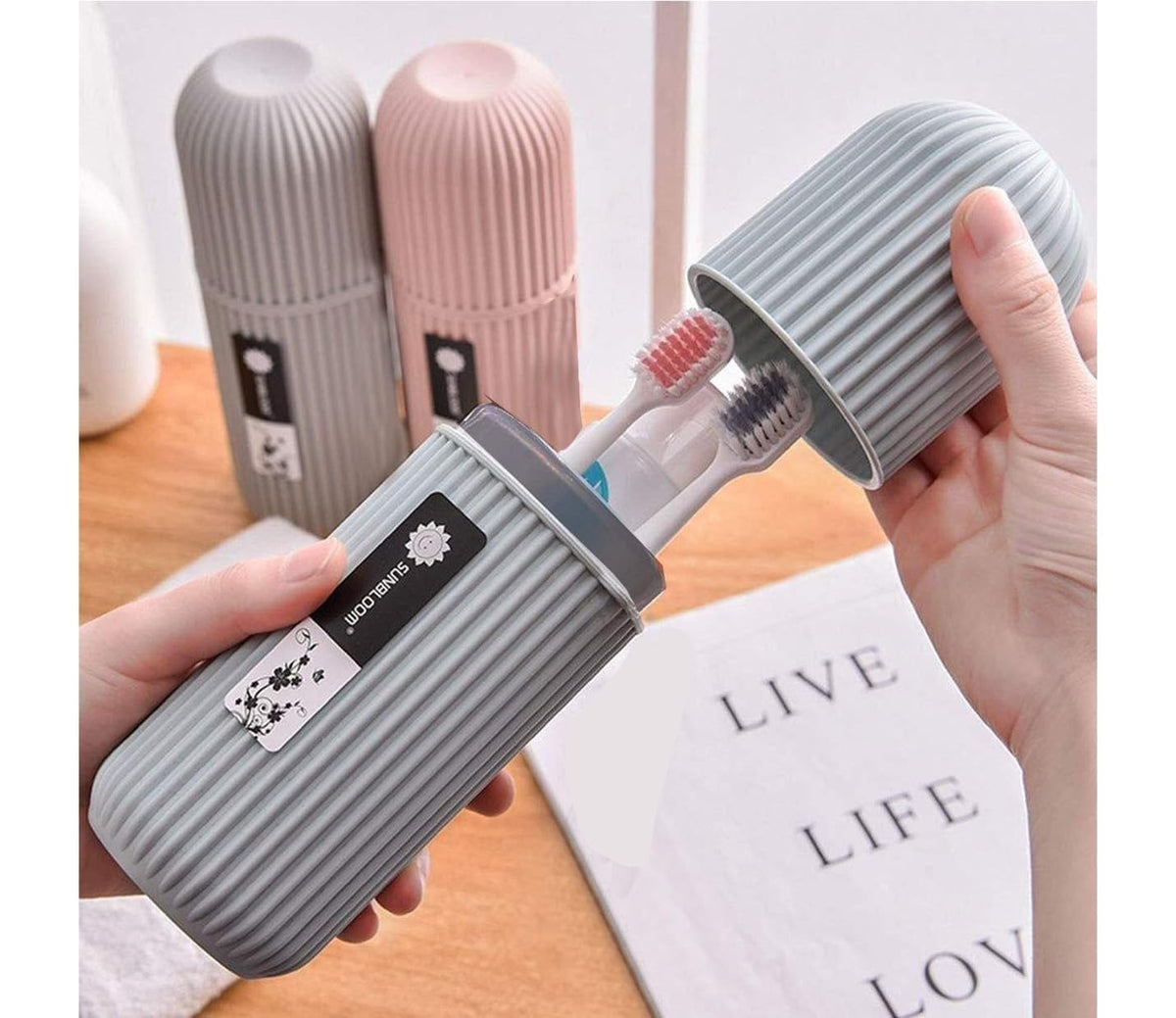 Topinon 1Pc Capsule Shape Travel Toothbrush Toothpaste Case Holder Portable Toothbrush Storage Plastic Toothbrush HolderMulit, 