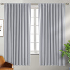 Bgment Rod Pocket And Back Tab Blackout Curtains For Bedroom - Thermal Insulated Room Darkening Curtains For Living Room, 2 Window Curtain Panels (70 X 63 Inch, Light Grey)