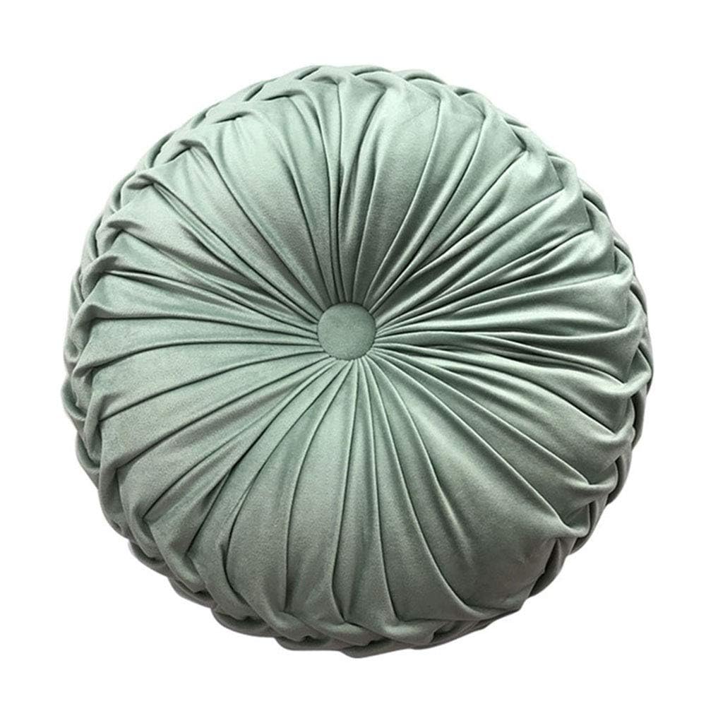 Teieas Round Throw Pillow Velvet Home Decoration Pleated Round Pillow Cushion For Couch Chair Bed Car Light Green