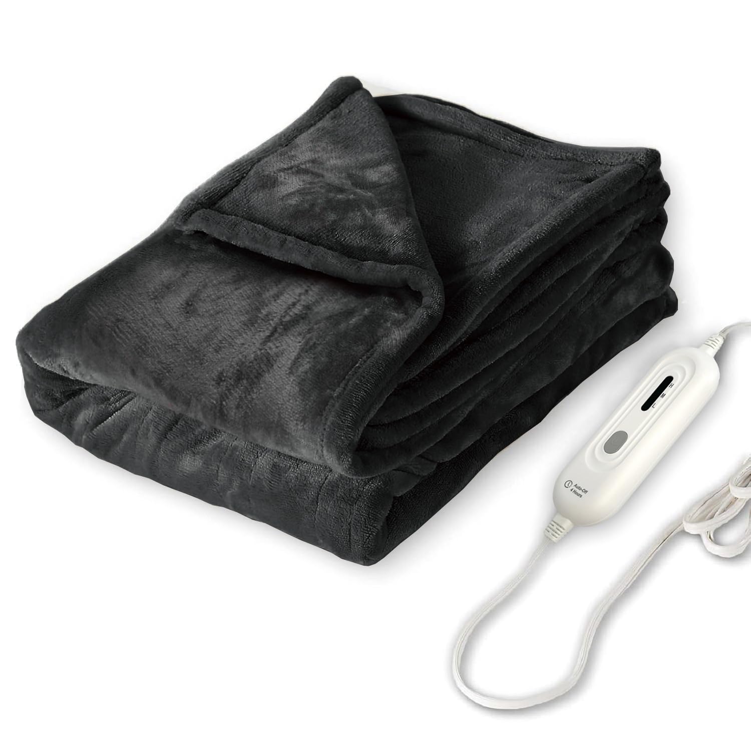 Tefici Electric Heated Blanket Throw, Super Cozy Soft 2-Layer Flannel 50 x 60 Heated Throw with 3 Heating Levels & 4 Hours Auto 