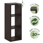 Furinno Cubicle Open Back Decorative Cube Storage Organizer, 3-Cube, Dark Oak