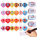24 Packs Valentine Present Wrapped Mini Heart fidgets Bubble Toys and Greeting Card for Kids Children Classroom Students Gifts f