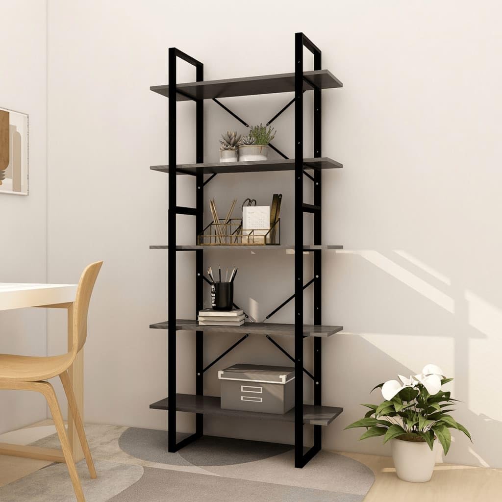 vidaXL Solid Pinewood 5-Tier Book Cabinet