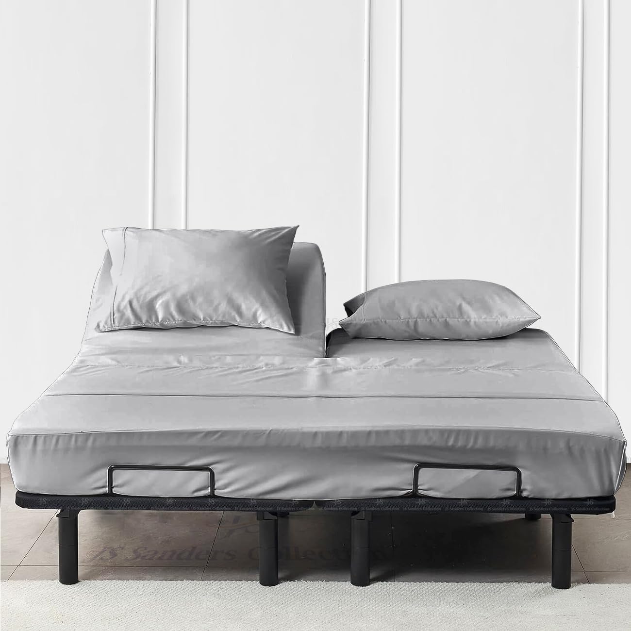 Js Sanders Collection 600Tc Flex Top Cal-King Sheets For Sleep Number Bed - 100% Cotton 4 Pcs Top Split Cal-King Sheets For Adju