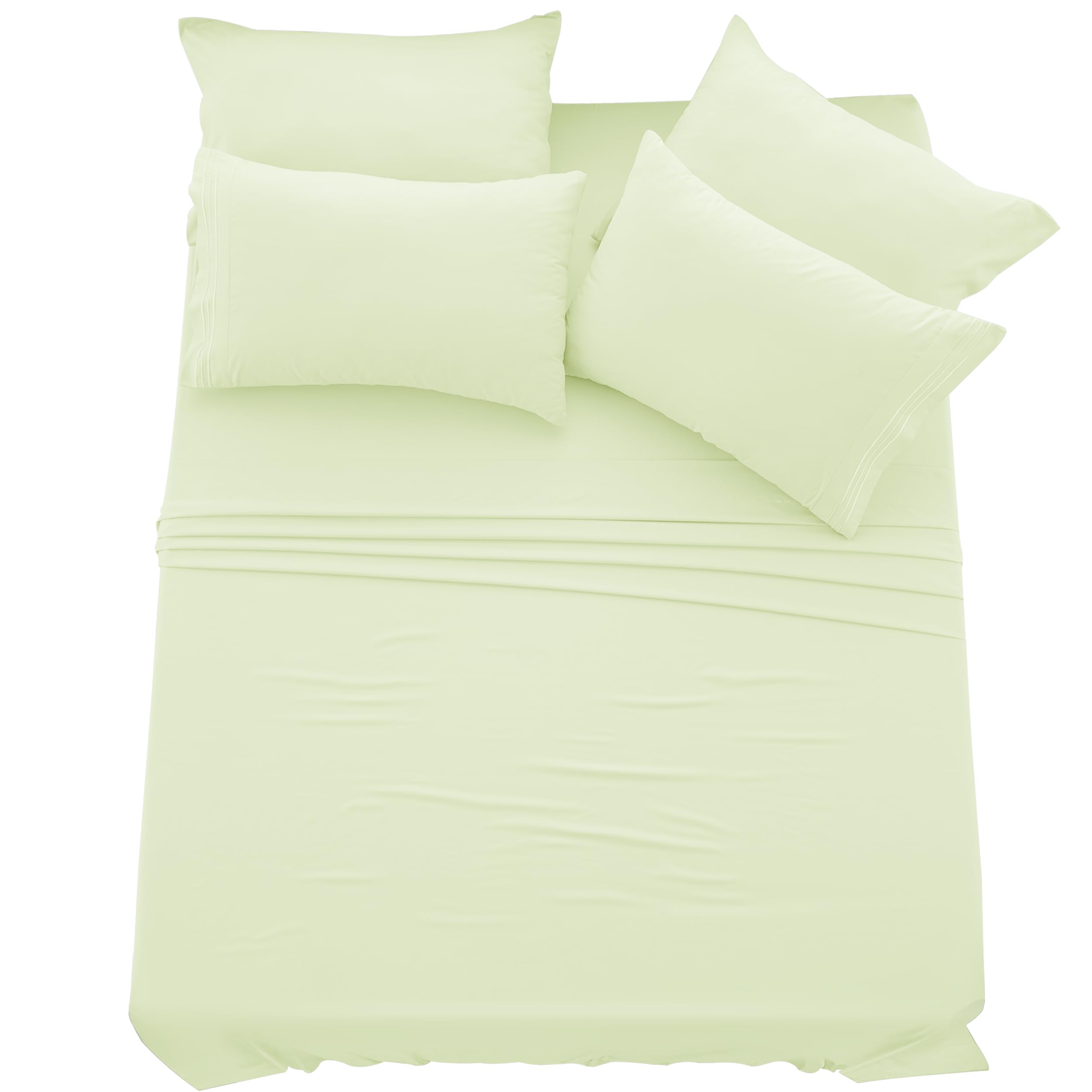 Ldc Full Sheet Set - 6 Pc Brushed Microfiber Bed Sheets 16 Inches Deep Pockets - Embroidered & Plain Pillowcases - Hotel Luxury