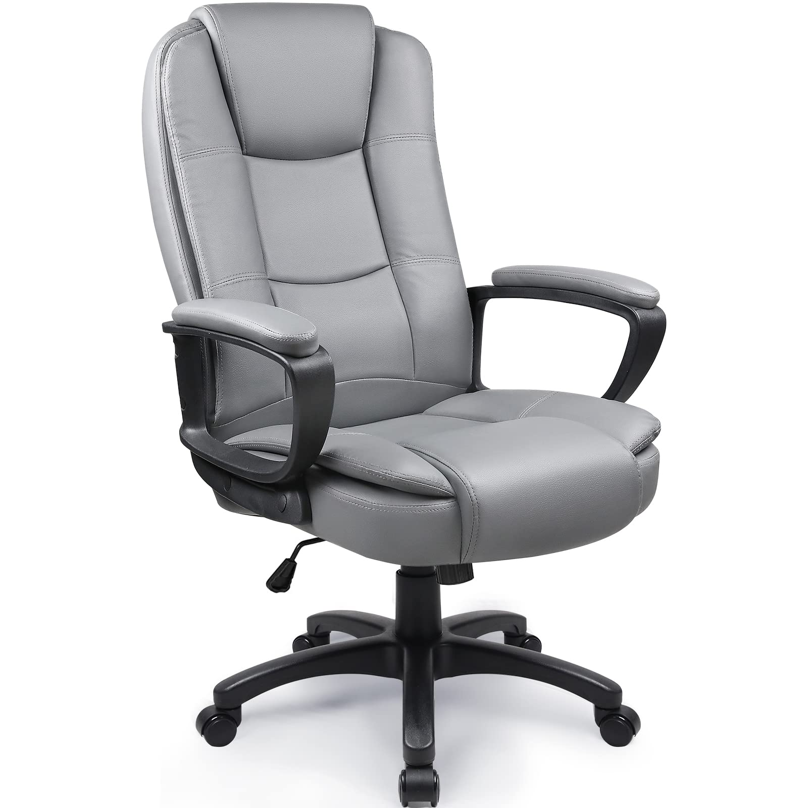 Ofika Home Office Chair,400Lbs Ergonomic Desk Chair, Adjustable Task Chair For Lumbar Back Support, Computer Chair With Rolling Swivel And Armrest, Modern Executive High Back Leather Chairs (Grey)