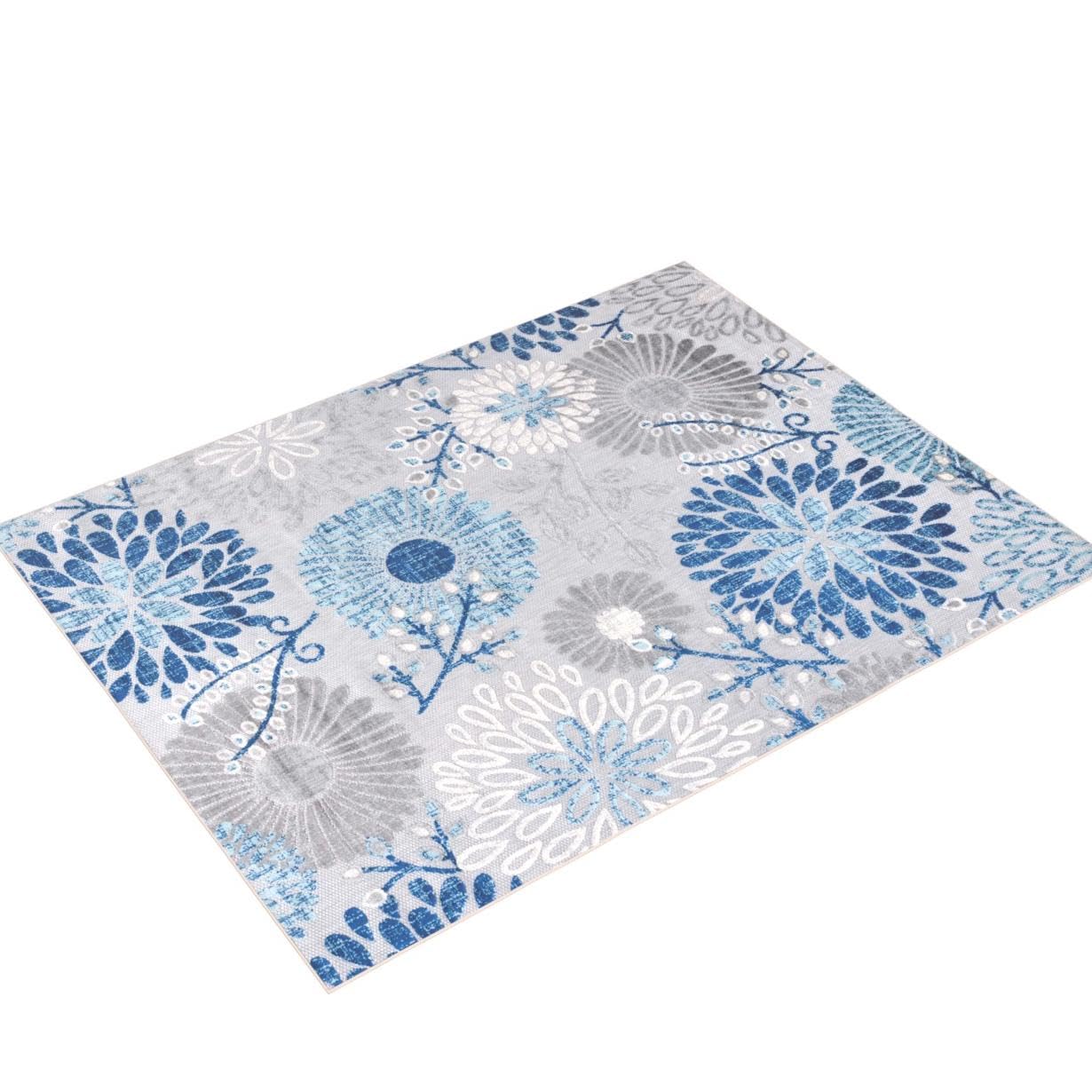 Safavieh Cabana Collection Area Rug - 9' X 12', Grey & Blue, Floral Design, Non-Shedding & Easy Care, Indoor/Outdoor & Washable-Ideal For Patio, Backyard, Mudroom (Cbn832F)