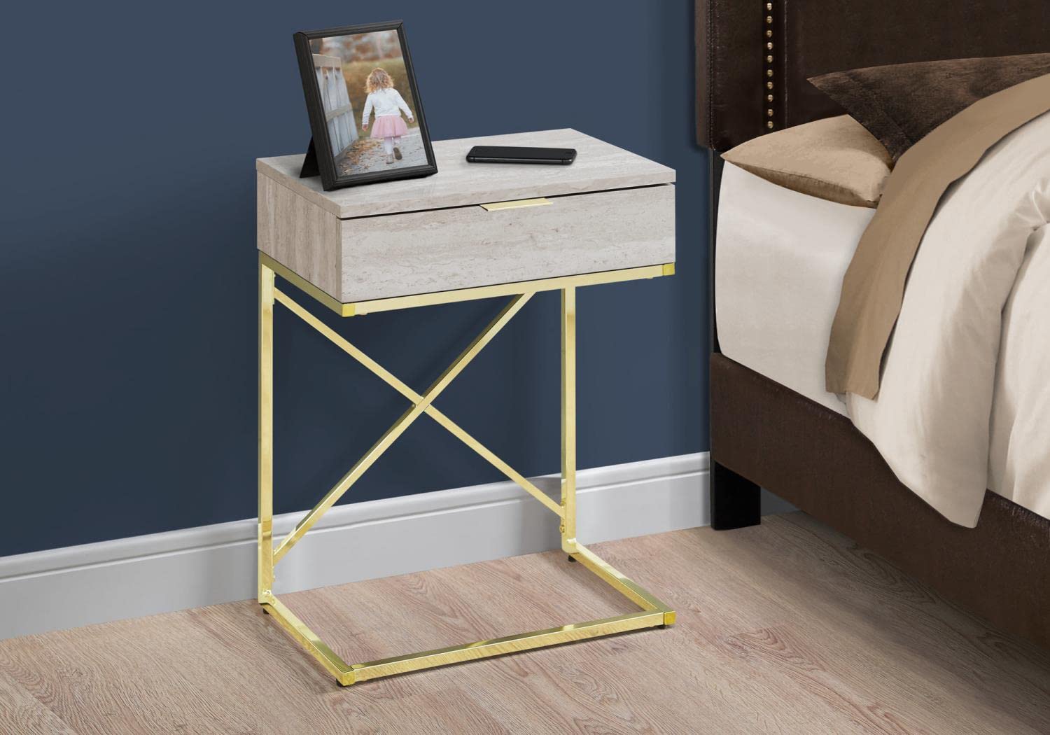 Monarch Specialties I Accent, END Table, Night Stand, BEIGE