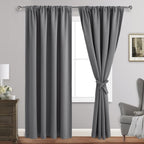 Jiuzhen Blackout Curtains For Bedroom - Thermal Insulated Room Darkening Noise Reducing, 52 X 84 Inch Length Curtains For Living Room, Set Of 2 Panels With Tiebacks, Light Grey