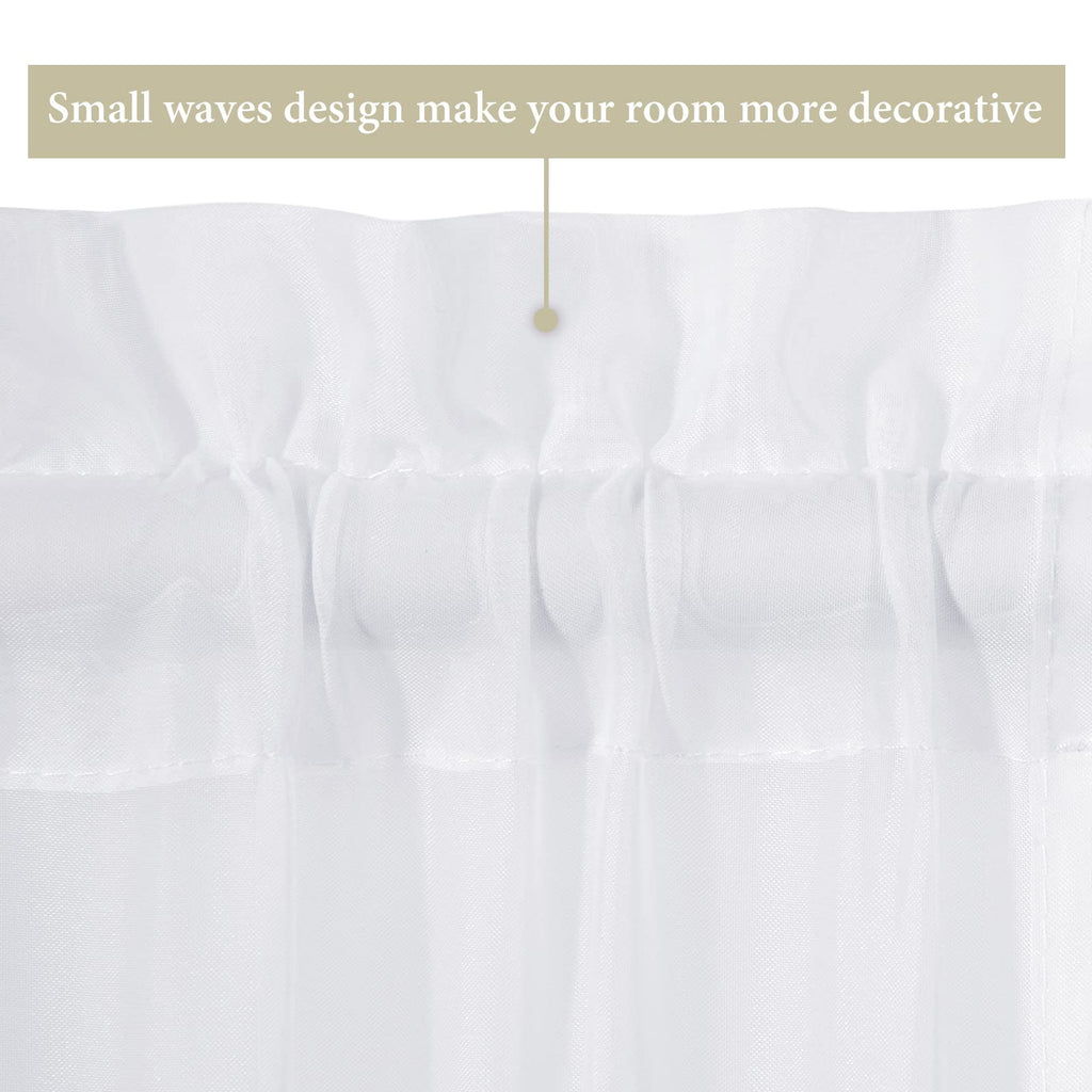 MIULEE Sidelight Sheer Curtains, Light Filtering, 25" x 40", Polyester, White, 2 Panels