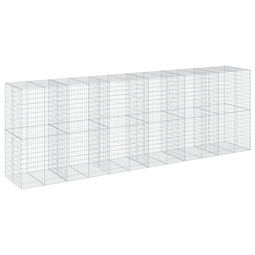 Vidaxl Gabion Basket With Cover - 236.2'X39.4'X78.7' - Galvanized Iron Outdoor Retaining Wall - Silver