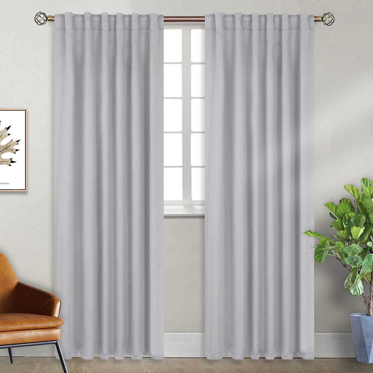 Bgment Rod Pocket And Back Tab Blackout Curtains For Bedroom - Thermal Insulated Room Darkening Curtains For Living Room, 2 Wind