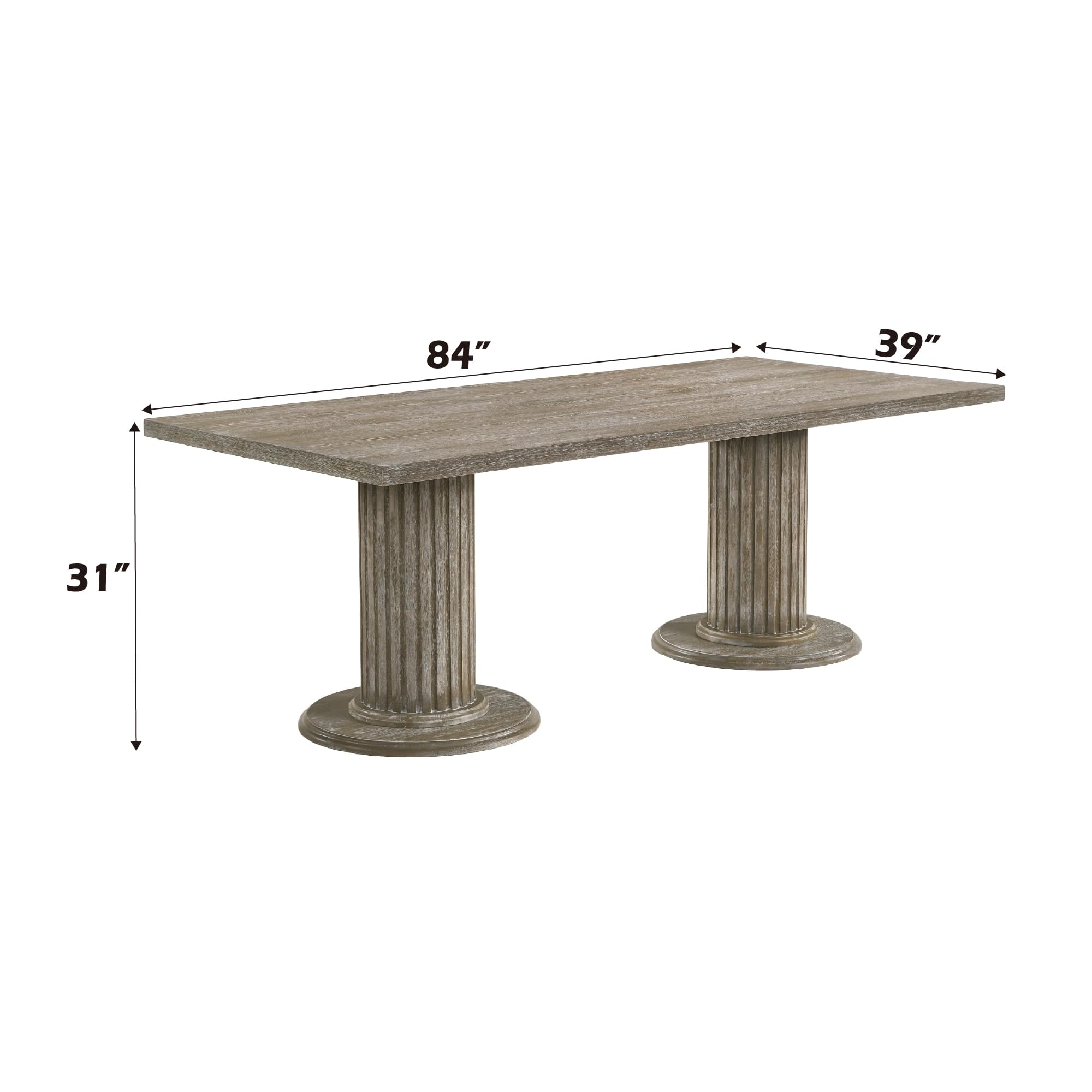 Acme Gabrian Rectangular Wooden Dining Table in Reclaimed Gray