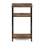 Furinno Just 3-Tier Metal Frame End Table with Storage Shelves, 1-Pack, Amber Pine