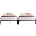 Vecelo 14 Inch Metal Queen Size Bed Frame,Black Basic Steel Slats Platform, Easy Assembly Heavy Duty Noise Free/No Box Spring Needed,Modern(2 Set)