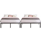 Vecelo 14 Inch Metal Queen Size Bed Frame,Black Basic Steel Slats Platform, Easy Assembly Heavy Duty Noise Free/No Box Spring Needed,Modern(2 Set)