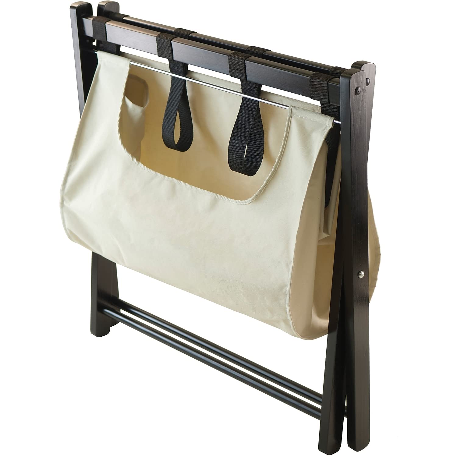 Winsome Dora Luggage Rack With Removable Fabric Basket