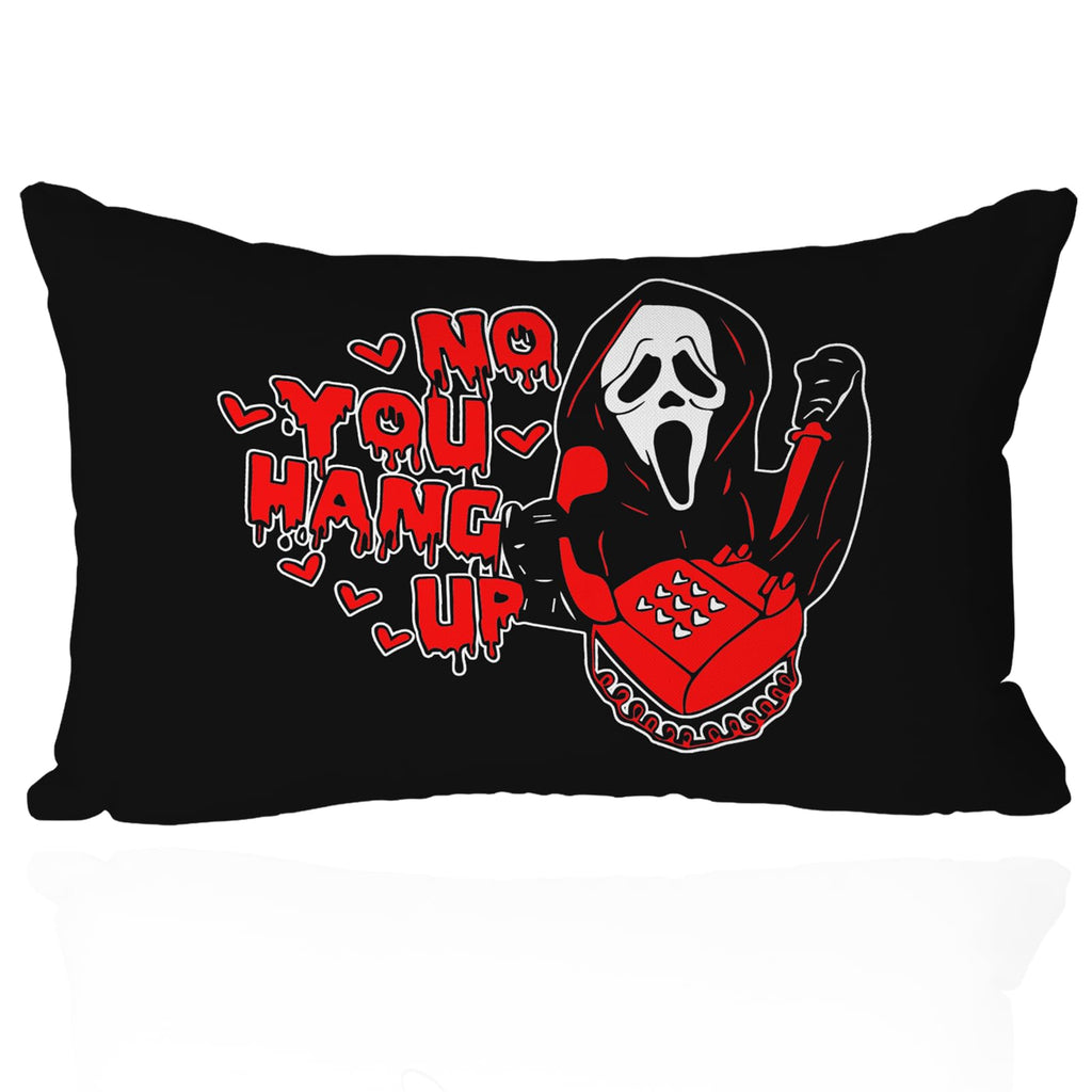 12x20 Inch Black Throw Pillow Cover - 'No You Hang Up' Funny Horror Ghost Design, Romantic Halloween Valentine's Day Decor, Soft