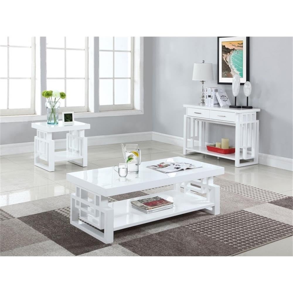 Coaster Furniture End Table White High Gloss 705707