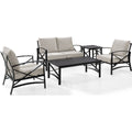 Crosley KO60015BZ-OL 5 Piece Kaplan Outdoor Seating Set with Oatmeal Cushion - Loveseat44; Two Chairs44; Coffee Table44; Side Table