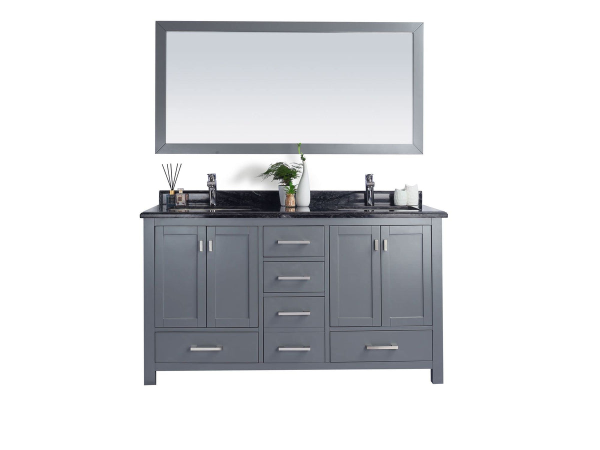 Laviva Wilson 60 - Grey Cabinet Black Wood Marble Countertop