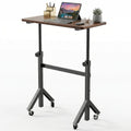 HUANUO 32 Small Standing Desk with Wheels,28.7-46.1 Heigh Adjustable Portable Rolling Desks,Mobile Stand Up Desk for Walking P