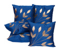 Msenterprises Cotton Cushion Covers With Zipper For Sofa, Bedroom & Living Room (Blue, 16 X 16 Inch, Set Of 5)