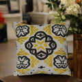 Sajavat Home Cv17 Cotton & Velvet Polka Aplic Work Cushion Cover (Pack Of 1) 18X18 Inches/45X45 Cm Multi Color (Black & Beige, 1