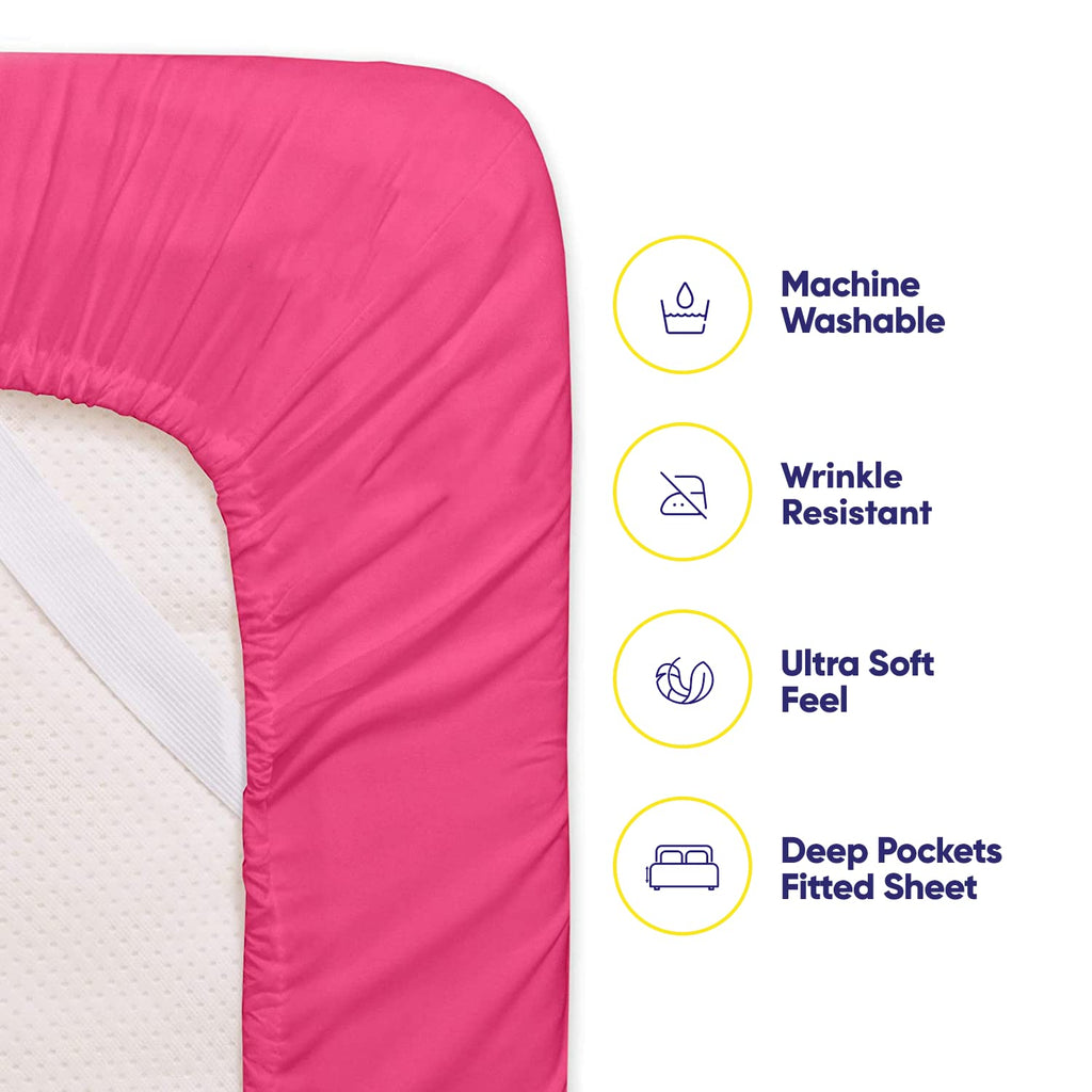 6 Piece Bed Sheet Set, Queen, Fuschia