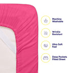6 Piece Bed Sheet Set, Queen, Fuschia