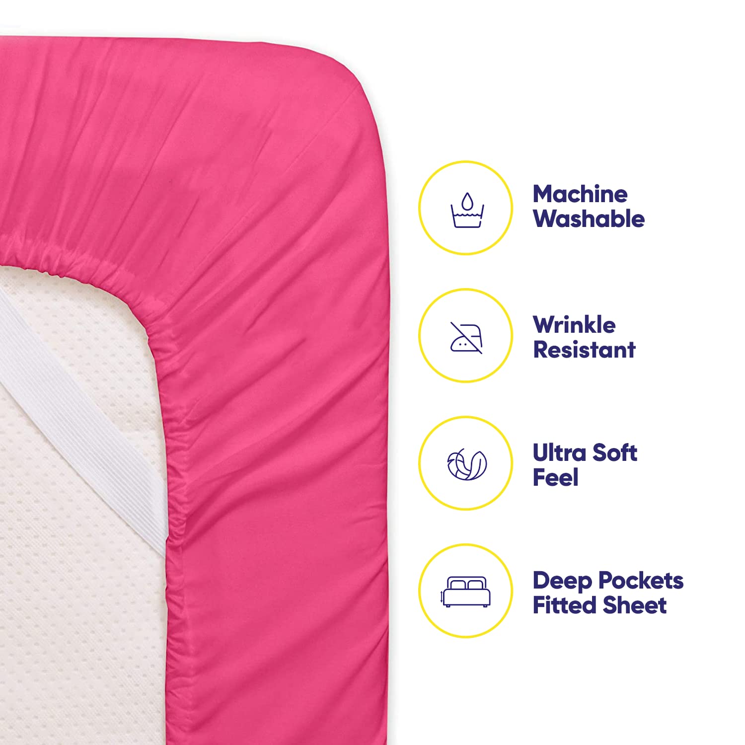 6 Piece Bed Sheet Set, Queen, Fuschia