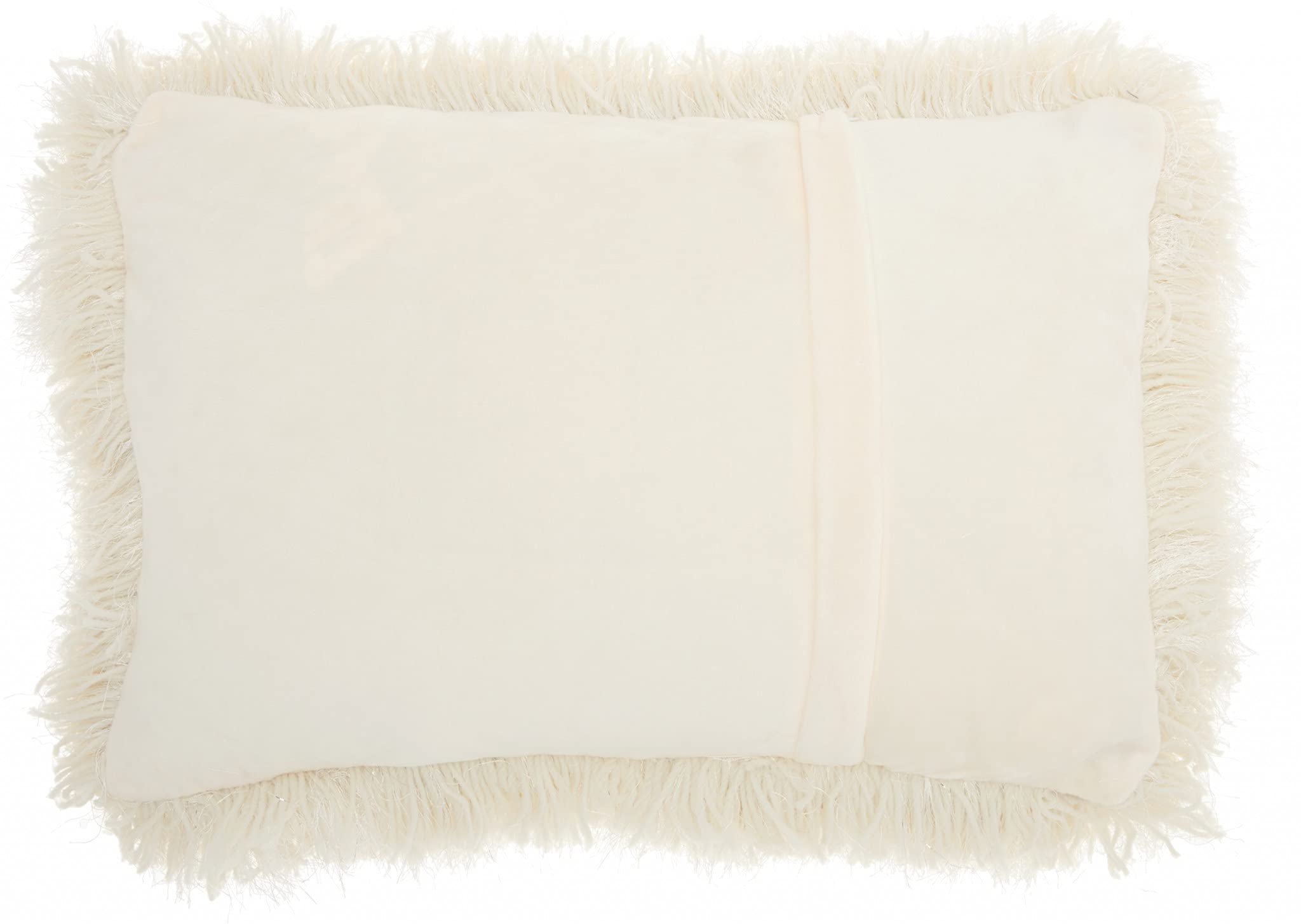 HomeRoots 100% Polyester Cream Super Shaggy Throw Pillow