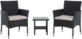 Fdw Patio Furniture Set 3 Piece Patio Chair Bistro Set Outdoor Rattan Chairs Wicker Conversation Set For Backyard Porch Poolside Lawn,Black