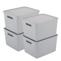 Kolorr Ribbed Baskets Large Pack Of 4 With 4 Standard Lid (NonAirtight LooseFit Cover) Multipurpose Plastic Storage Baskets Fo