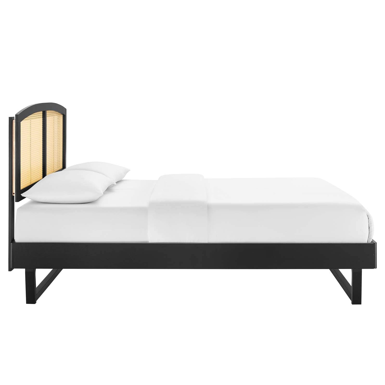 Modway Sierra Cane And Wood Full Platform Bed With Angular Legs In Black