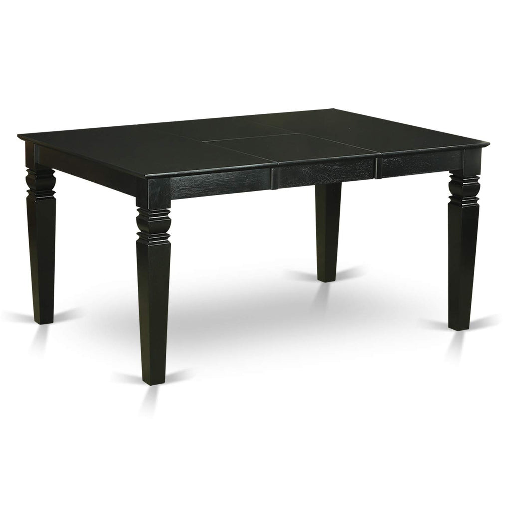 East West Furniture Wecl5-Blk-C 5 Piece Dining Room Table Set Includes A Rectangle Kitchen Table With Butterfly Leaf And 4 Linen Fabric Upholstered Dining Chairs, 42X60 Inch, Black