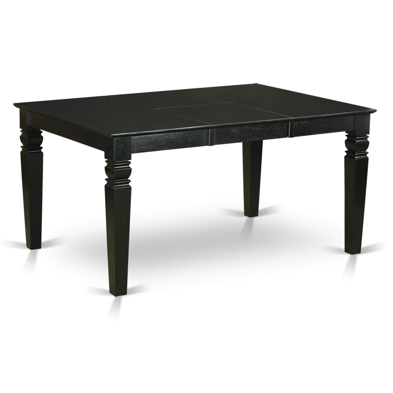 East West Furniture Ween5-Blk-20 5 Piece Kitchen Table Set Includes A Rectangle Dining Table With Butterfly Leaf And 4 Dark Gotham Linen Fabric Upholstered Chairs, 42X60 Inch, Black