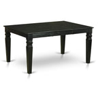 East West Furniture Weab7-Blk-06 7 Piece Dining Set Consist Of A Rectangle Dining Room Table With Butterfly Leaf And 6 Shitake Linen Fabric Upholstered Chairs, 42X60 Inch, Black