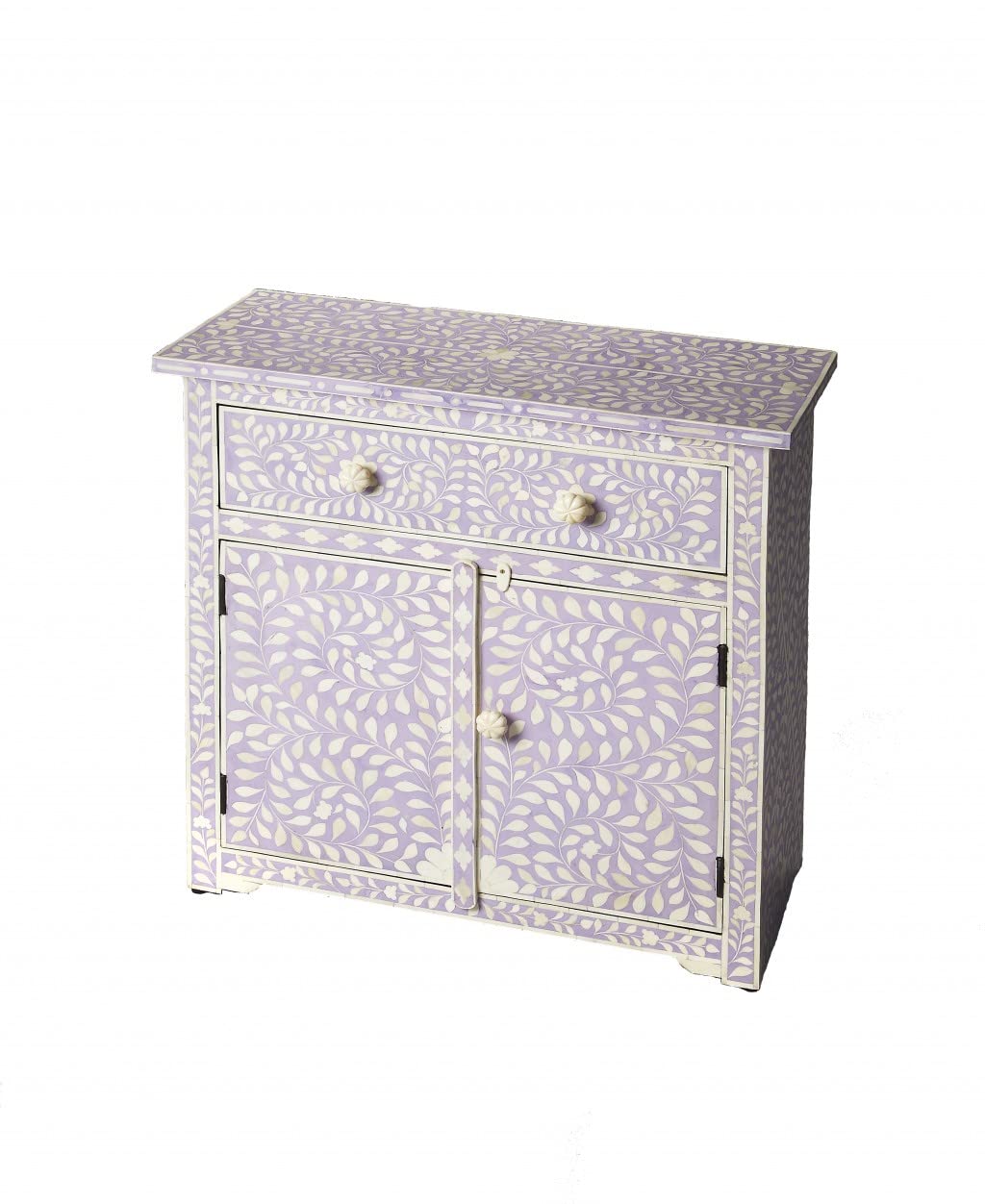 HomeRoots Purple Wood Vivienne Lavender Bone Inlay Console Chest