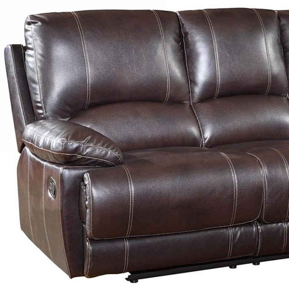 HomeRoots 89&quot; Brown Microfiber Reclining Sofa with Black Legs